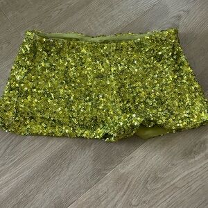 Peppermayo olive After Midnight Low Rise Sequin Mini Shorts